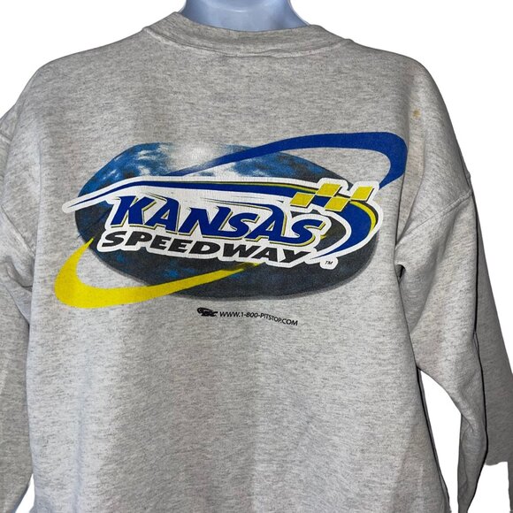 Rare Vintage ISC Kansas Speedway Sweeatshirt Mens L Made USA Well Worn Gray - Picture 8 of 11